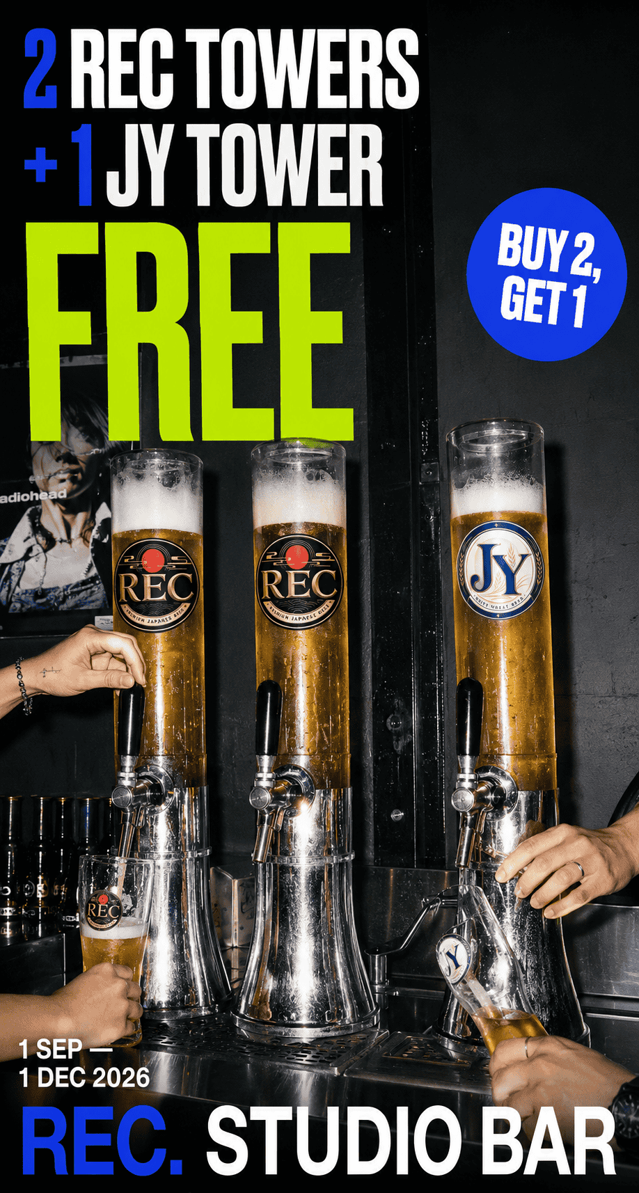 Wildcard Members: Buy 2 REC Towers and Get a Taste of JY at REC. Studio Bar!
